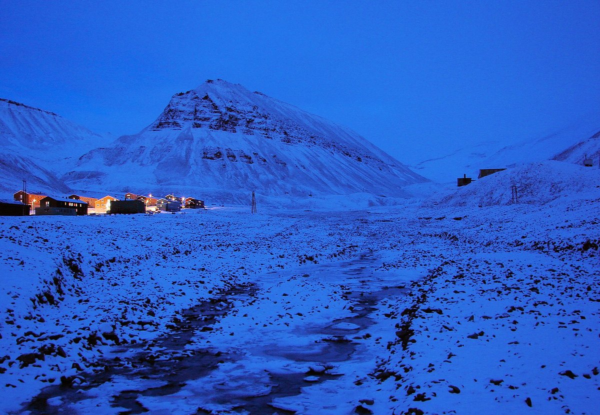Svalbard Blue Hour Polar Night — Longyearbyen Norway