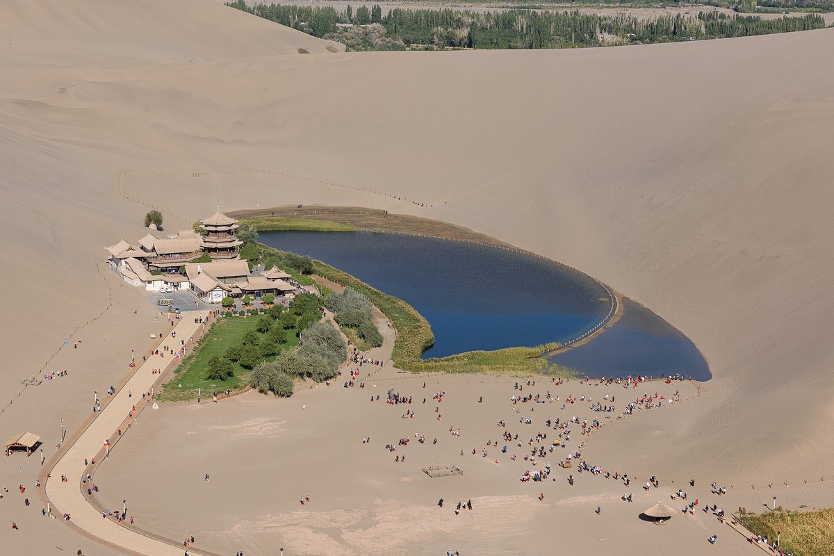 Crescent Lake Dunhuang Desert Oasis — Gansu China
